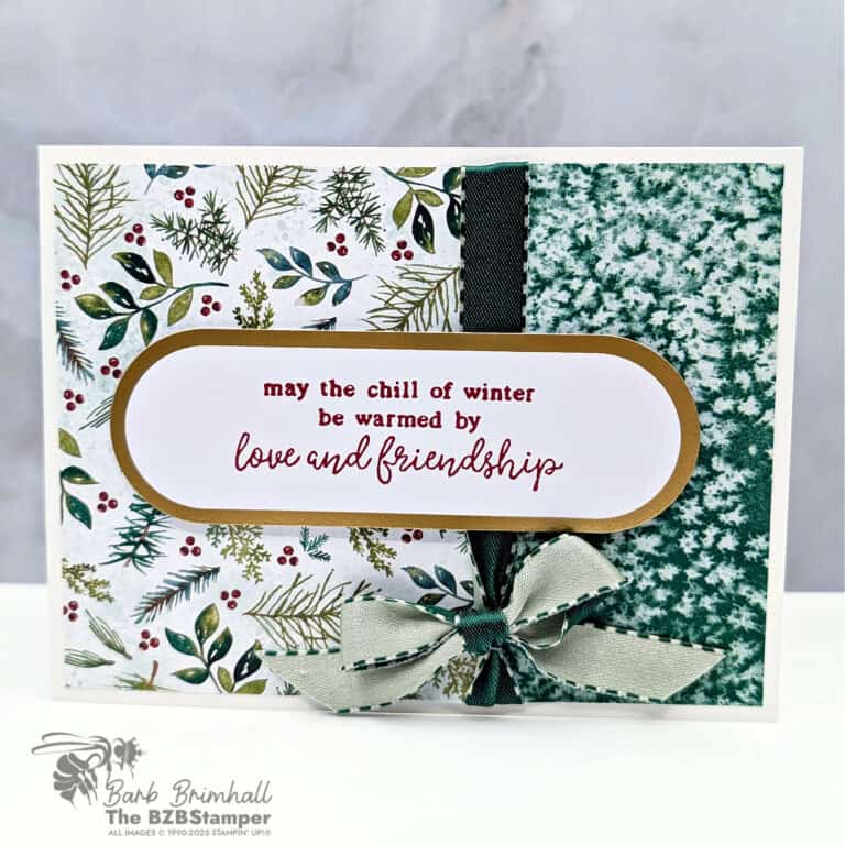 Snowflake Kisses Card with the Elegant Pine Paper