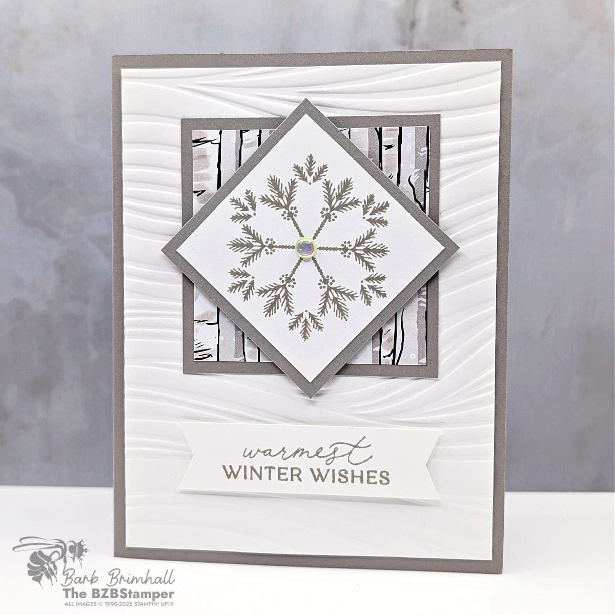 Handmade Winter Card with the Delicate Pines Stamps