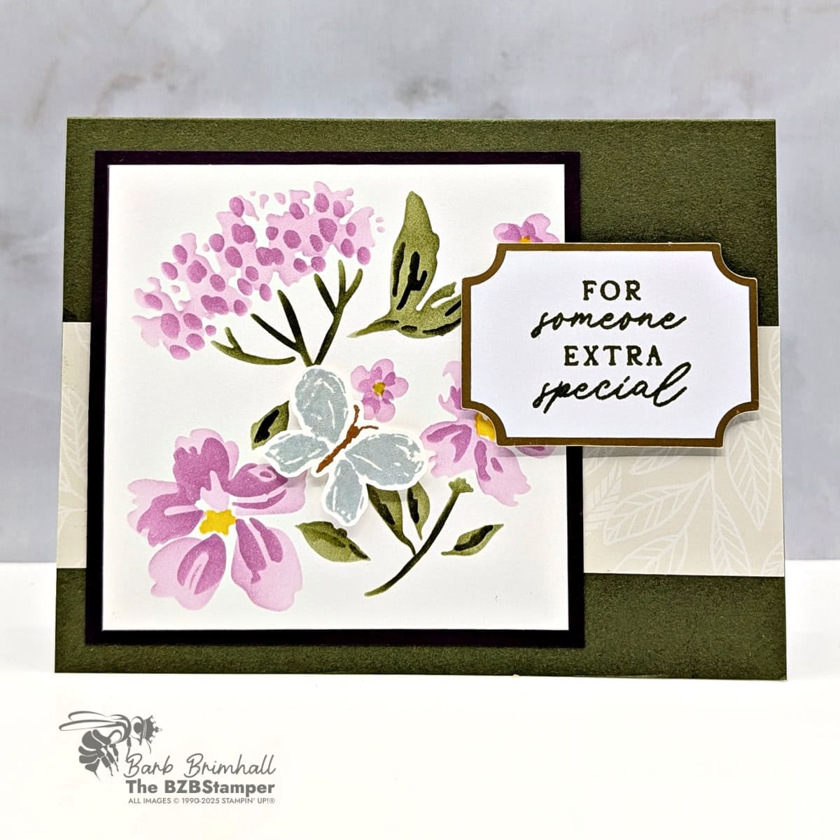 Bright floral and butterfly stamped card for special occasions by Barb Brimhall, The BZBStamper.
