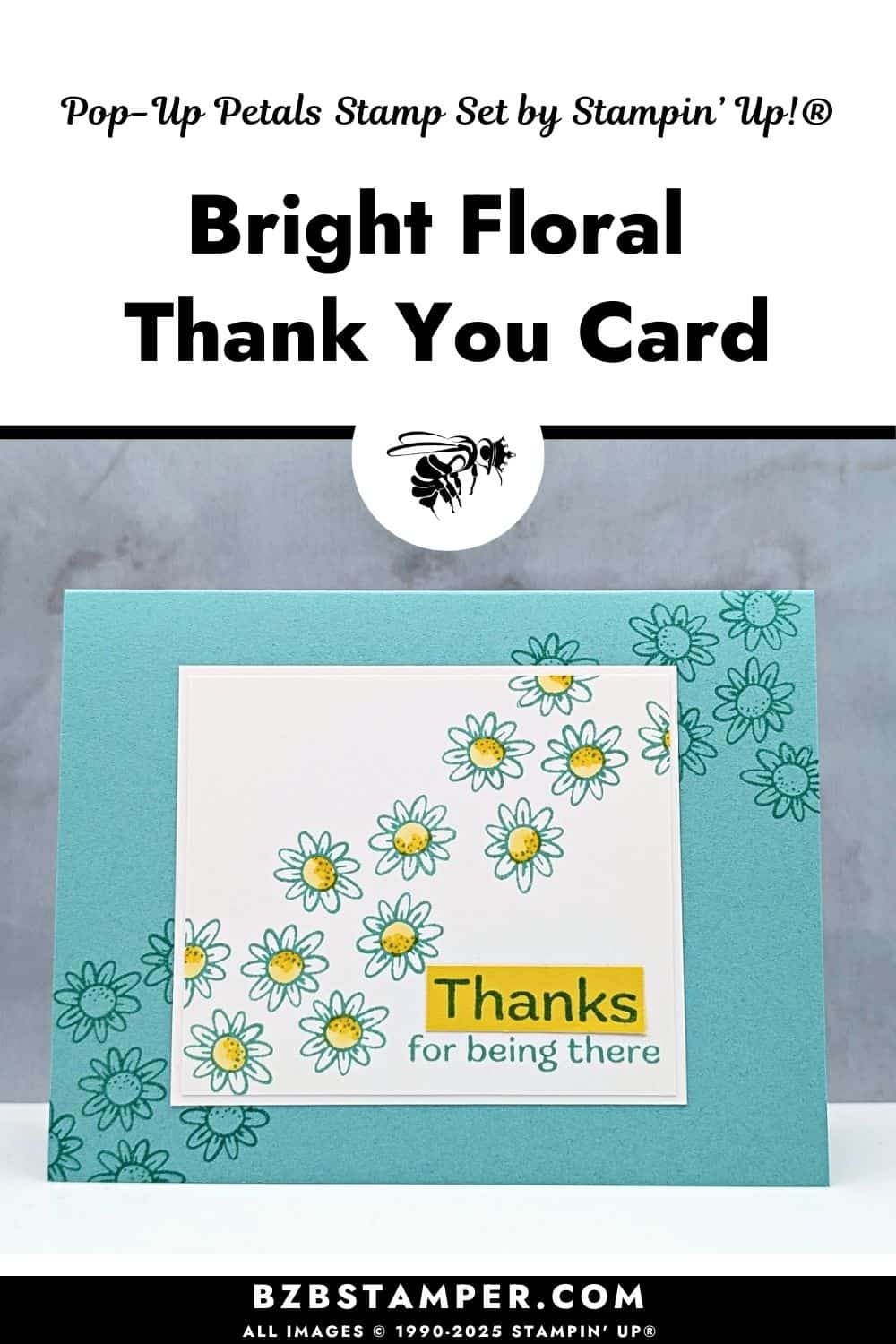 Cheerful floral thank you card featuring daisies, perfect for expressing gratitude with Stampin' Up! designs.