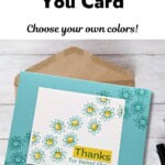 Colorful gratitude thank you card with daisies and customizable options for expressing thanks.