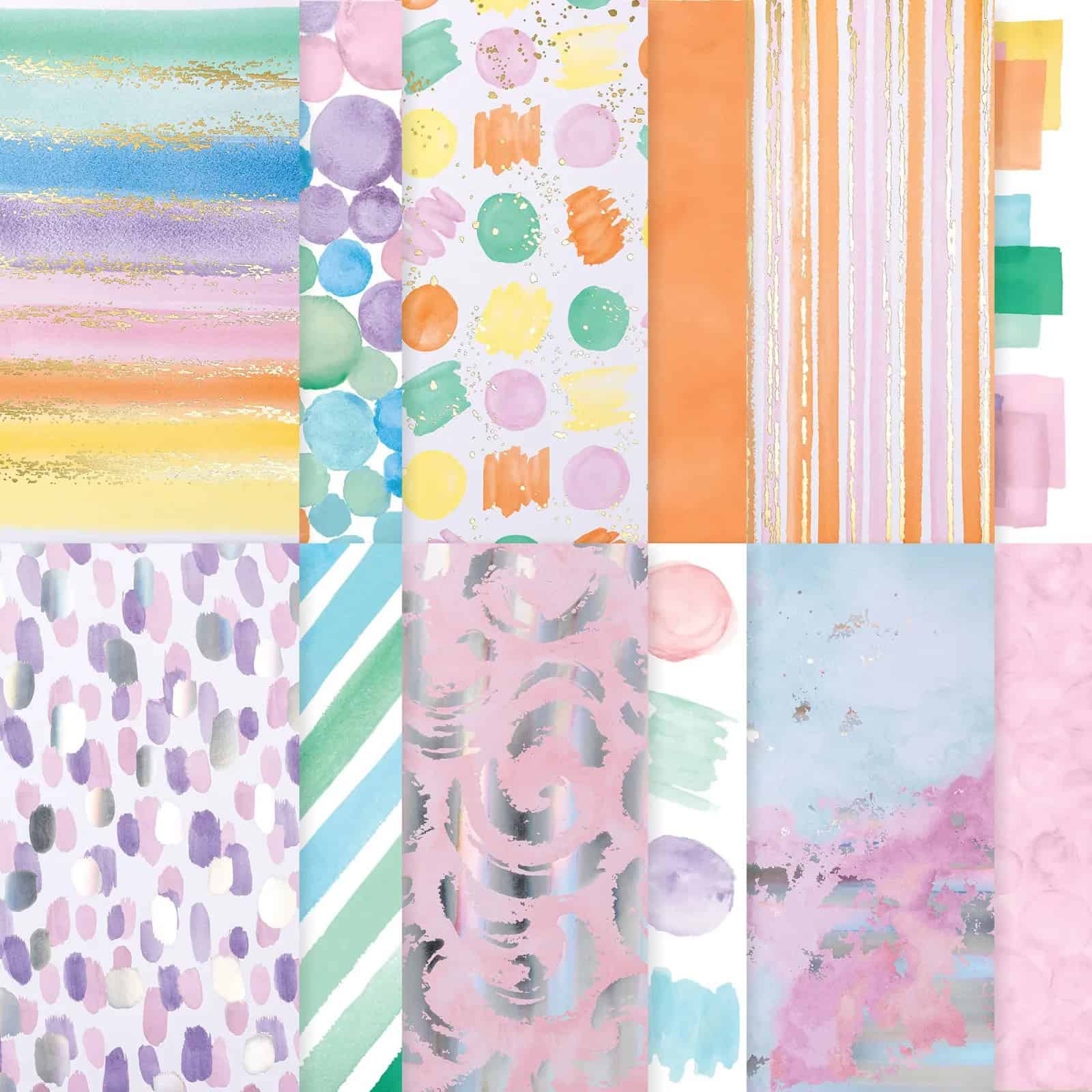 Vibrant watercolor pastel pattern designs by Barb Brimhall, The BZBStamper, for creative crafting projects.