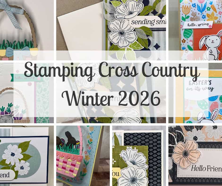 Stamping Cross Country Virtual Retreat featuring snippets of 10 of the cards you'll be making.