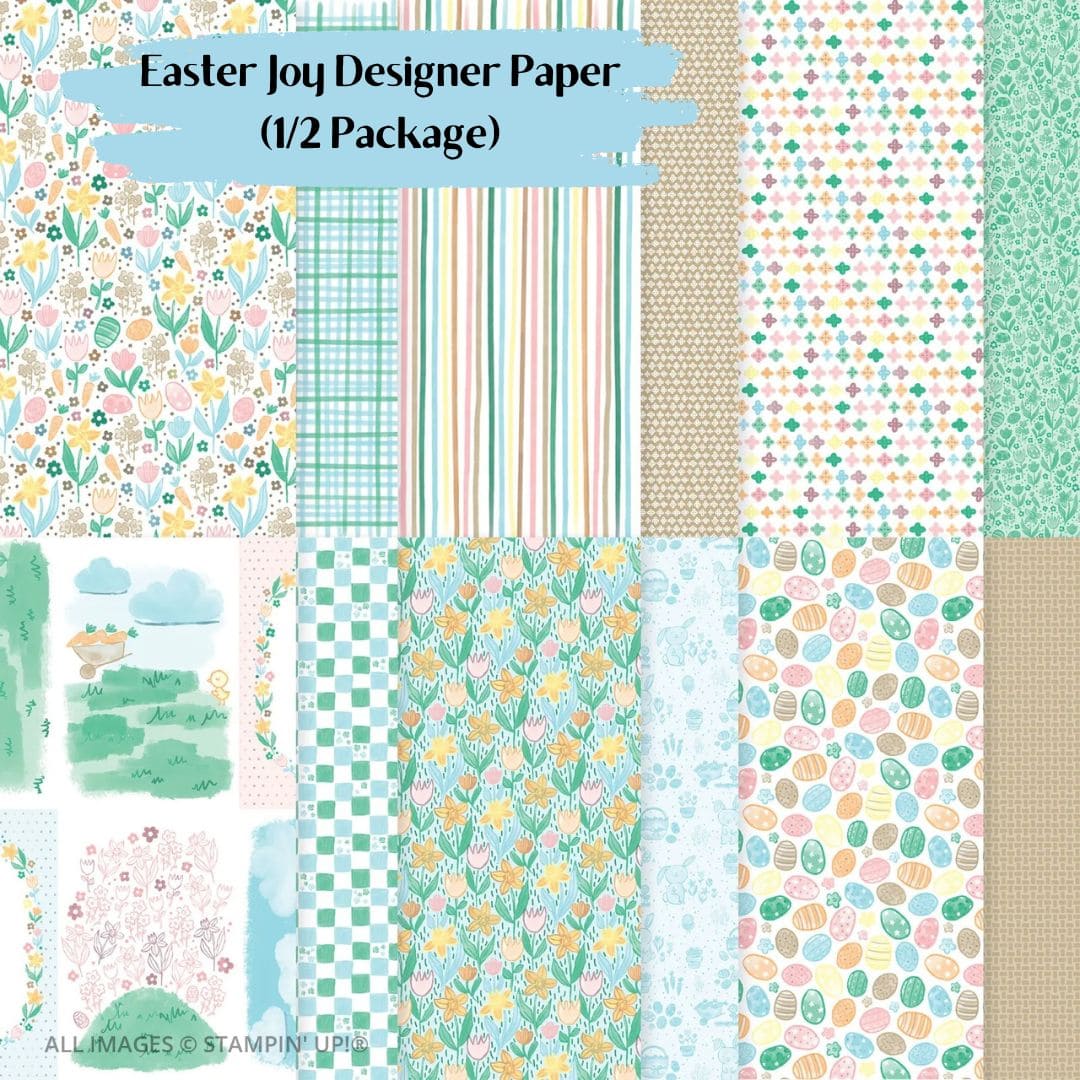 Easter Joy Designer Paper Pack by Barb Brimhall, The BZBStamper, in pastel spring colors.