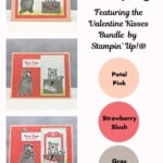 Whimsical bear stamp Valentine's Day card featuring bear hugs and kisses with stamping tips.