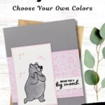 Cute bear Valentine’s Day card with hearts and playful message. Perfect for DIY creative projects for special occasions.