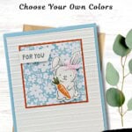 Cute handmade spring card featuring bunny and carrot, perfect for all occasions. Designed by Barb Brimhall of The BZBStamper.