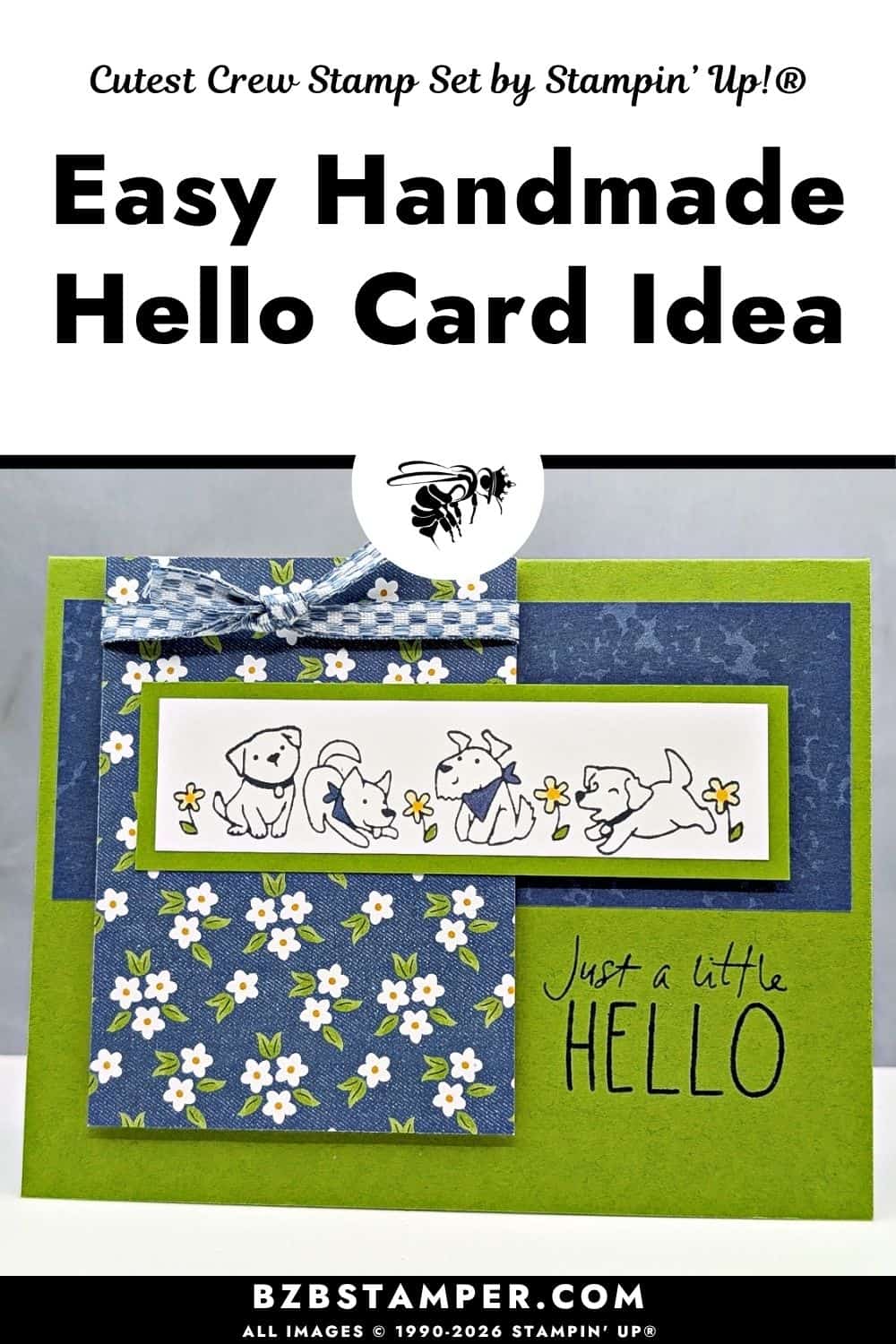 Create a simple hello card idea using the Cutest Crew stamp set, designer paper, and Stampin&rsquo; Blends for an easy and cheerful handmade card.