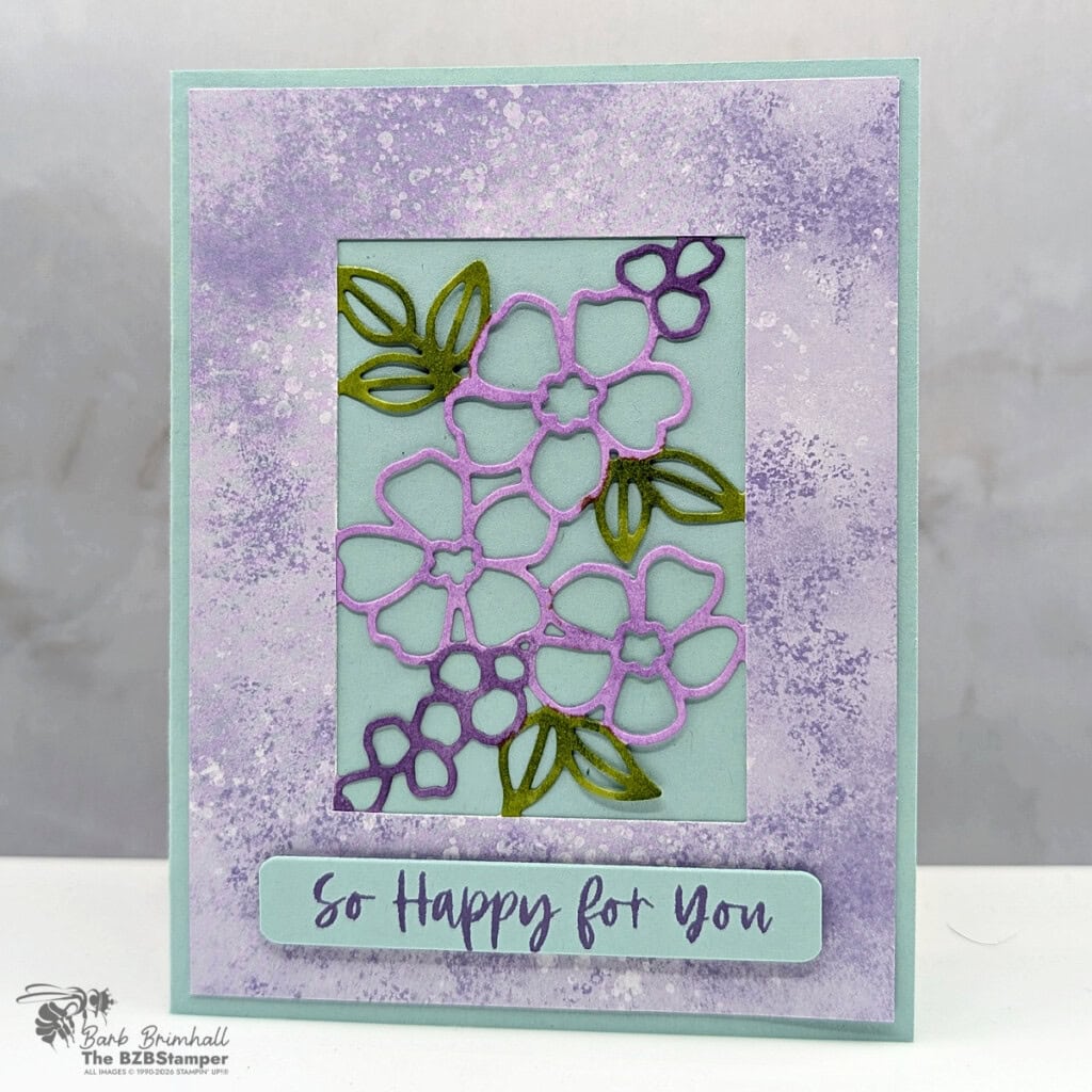 Elegant Fragrant Layers Bundle Floral Card Idea features a handmade card using Stampin&rsquo; Up!&reg; Fragrant Layers Bundle with layered floral dies in Highland Heather