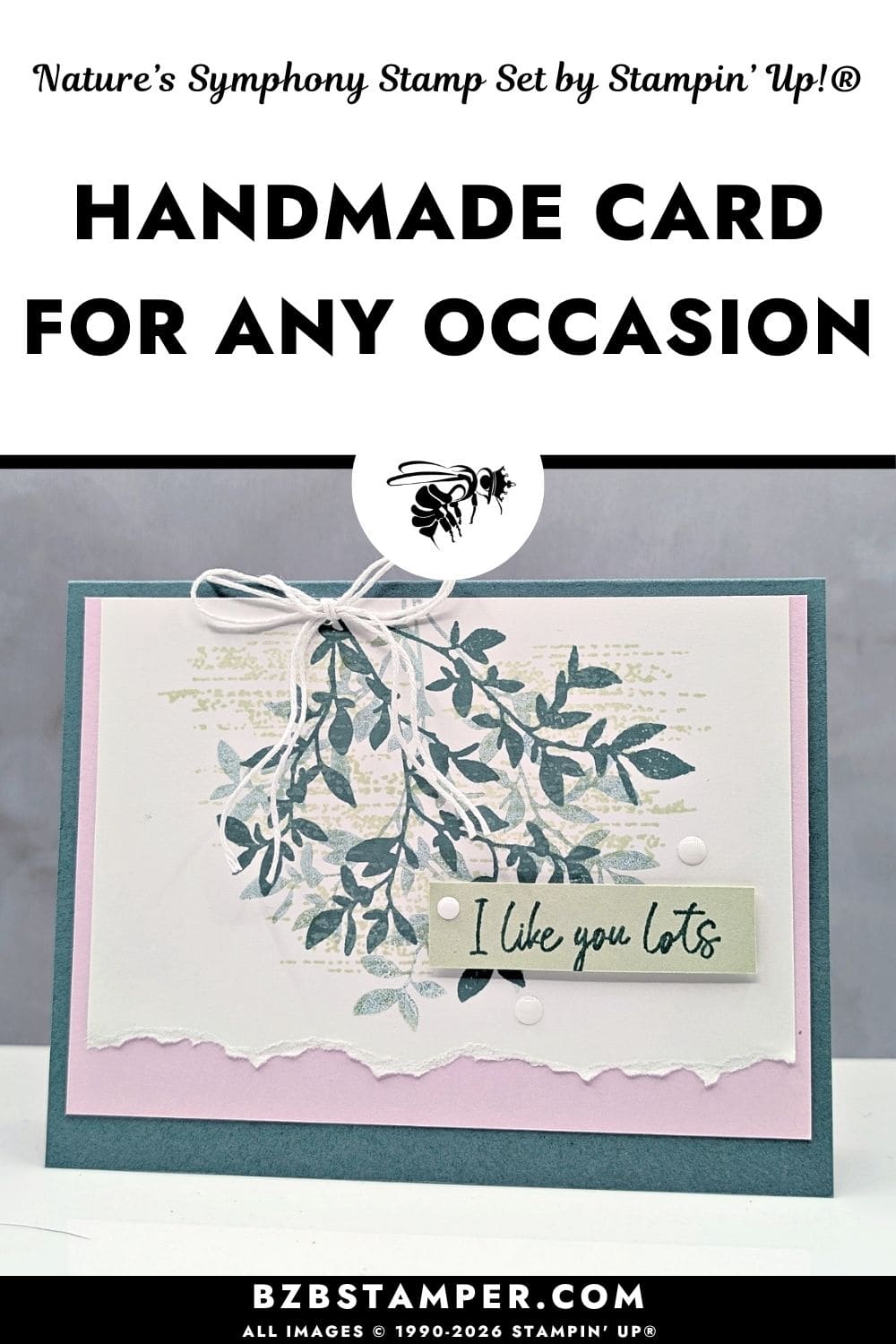 Natures Symphony Stamp Set - Easy Torn Edge Card features a handmade card with Stampin&rsquo; Up!&reg; Nature&rsquo;s Symphony Stamp Set, torn paper edge, and soft leafy stamping