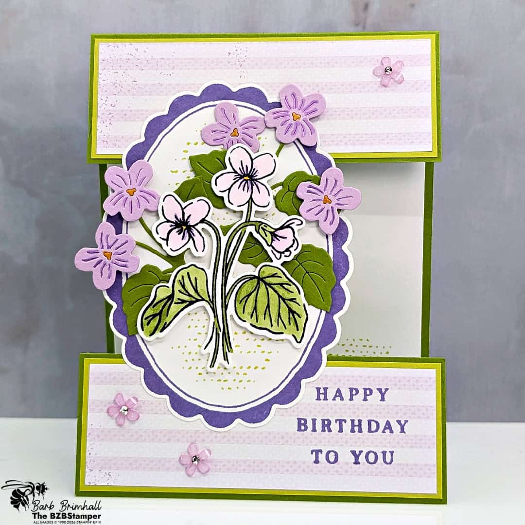 3 cards framed violets 3qb