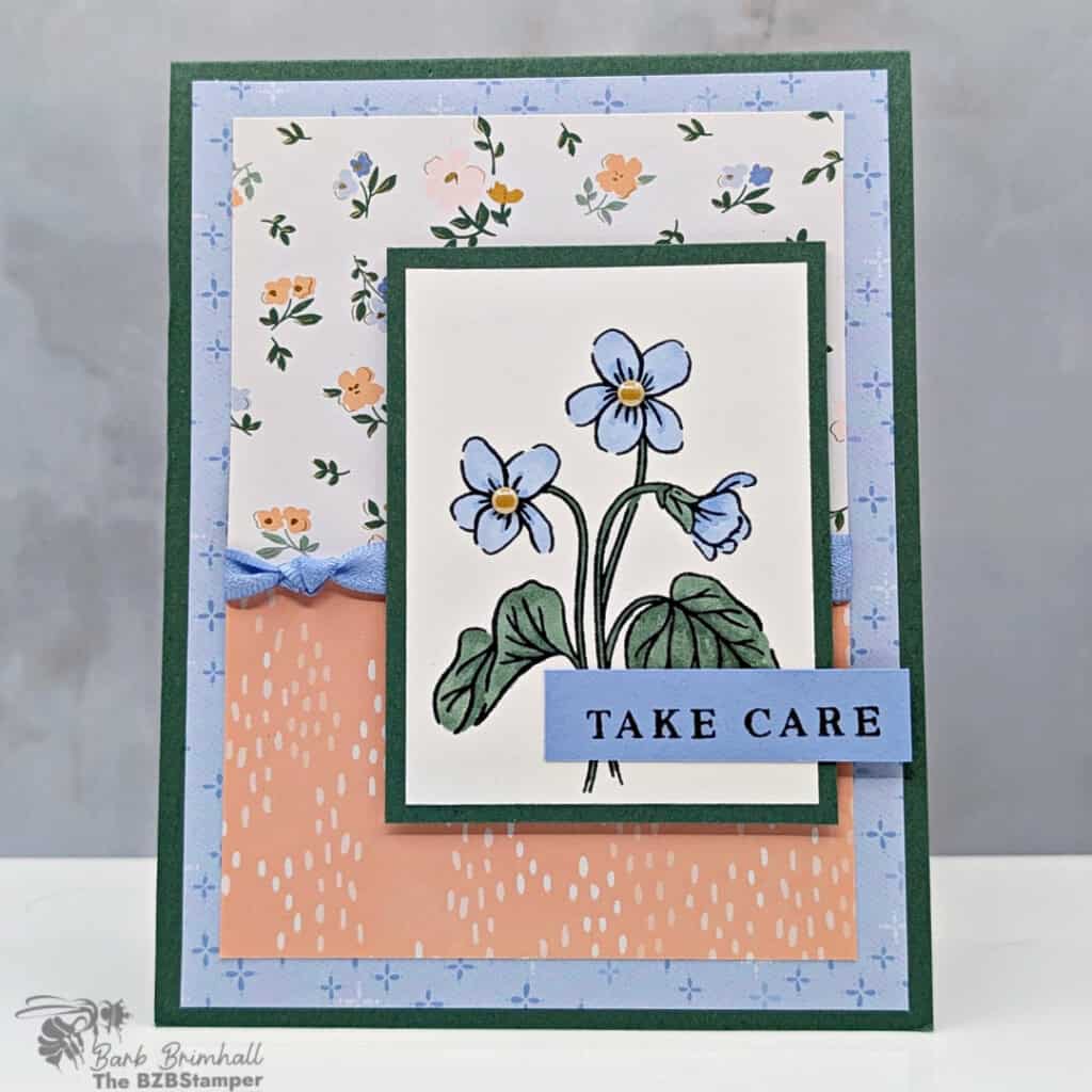 coffee and card using the framed violets stamp set