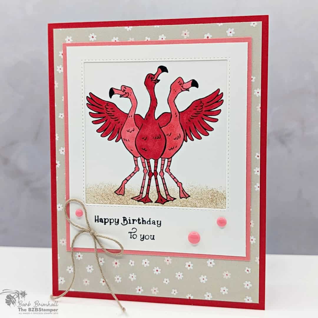 cute flamingo birthday card birthday song stamp set