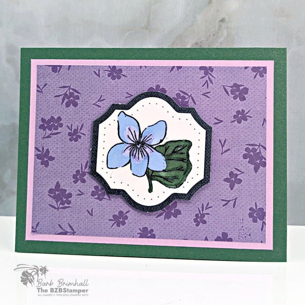 easy floral card framed violets coffee63