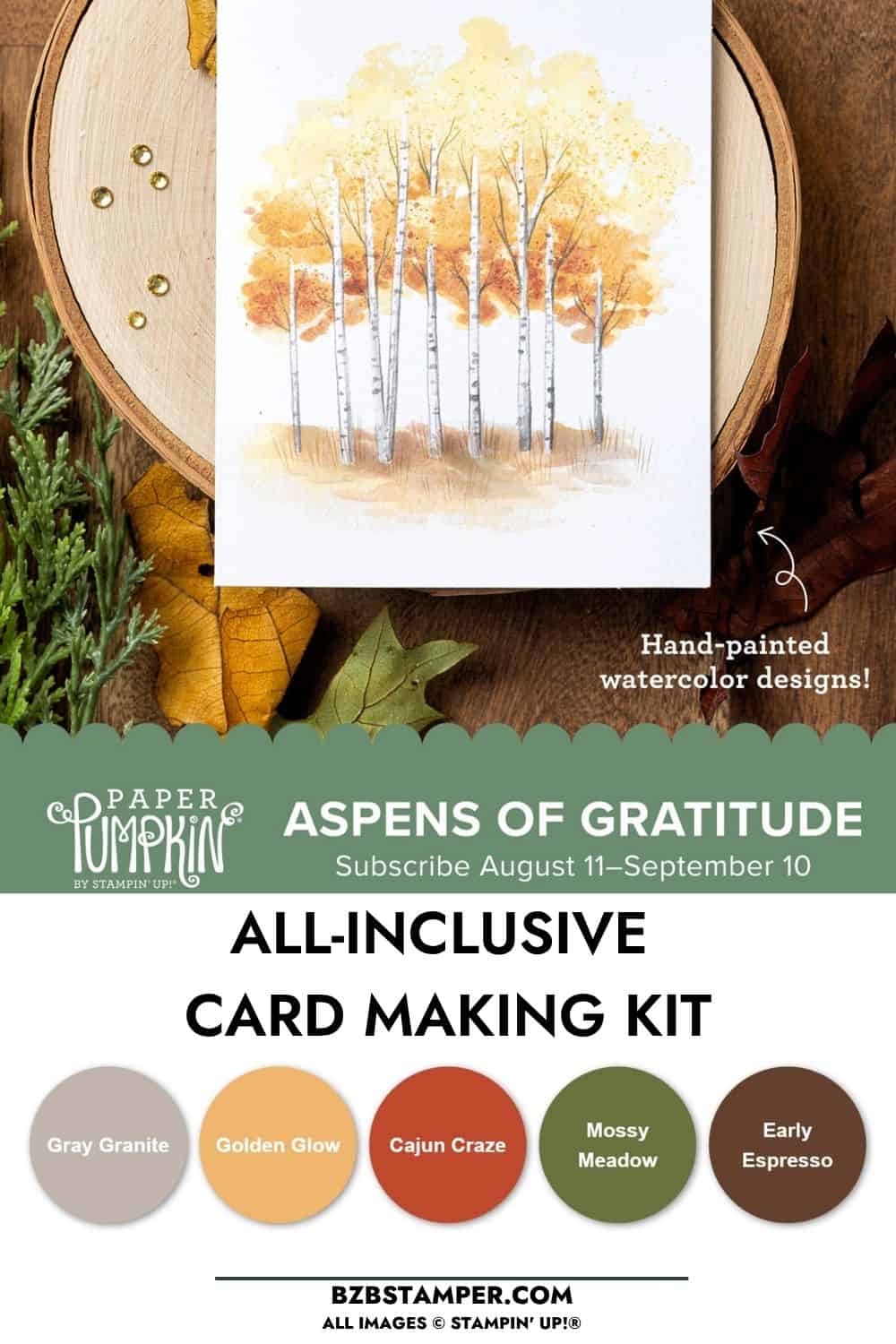 Monthly Crafting Subscription Box 4 aspens of gratitude all inclusive kit pin1