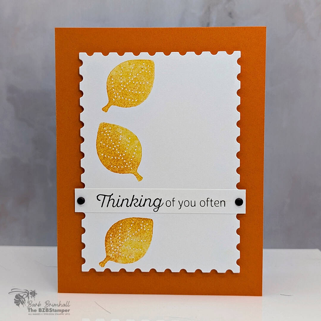 modern thinking of you card simply leaves stamp set
