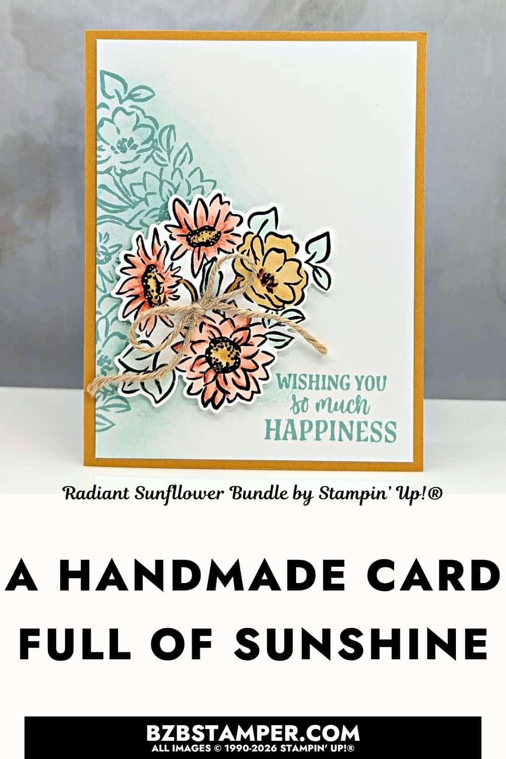 Easy Ink Blended Background with the Radiant Sunflowers Bundle featuring Pool Party ink blending and flowers colored in Golden Glow and Calypso Coral.