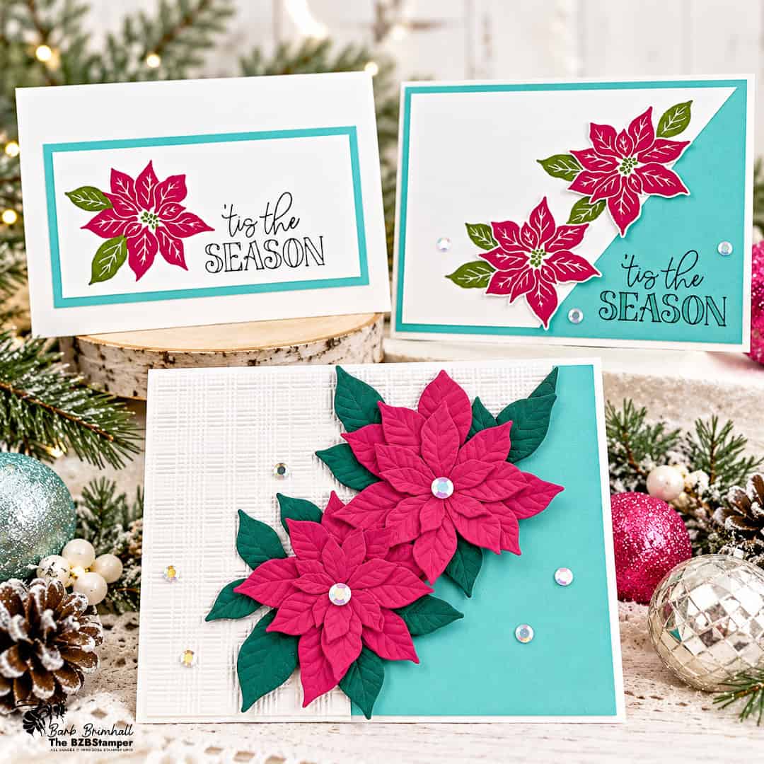 3 Cards Featuring the Pretty Poinsettia Bundle