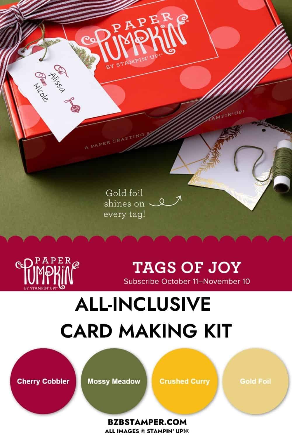 Monthly Crafting Subscription Box 4 tags of joy all inclusive kit pin1